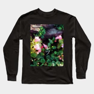 Begonias By Stone Wall Long Sleeve T-Shirt